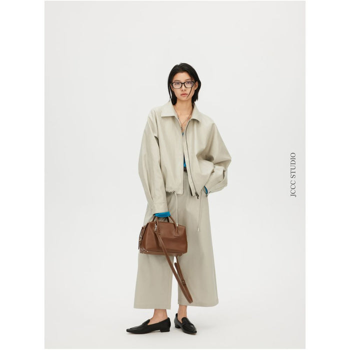 JCCC Shadow Negotiator Minimalist Green Short Leather Jacket Slimming and Versatile for Commuting image 1