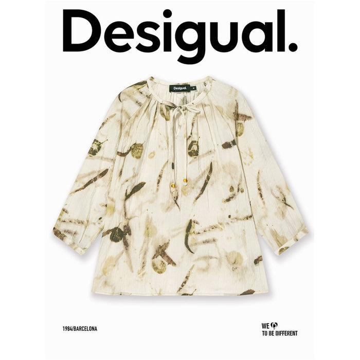 Desigual Loose fitting Abstract Print Pleated Texture Tie up Casual Fashion Women s Shirt image 4