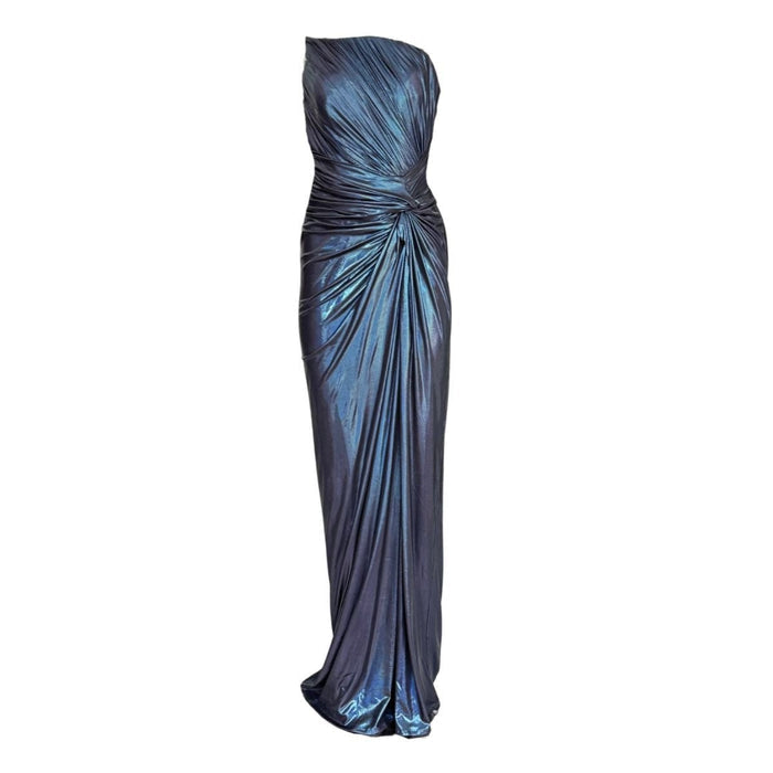 Cult Moda Blue Metallic Cocktail Prom Dress - Runway Catalog
