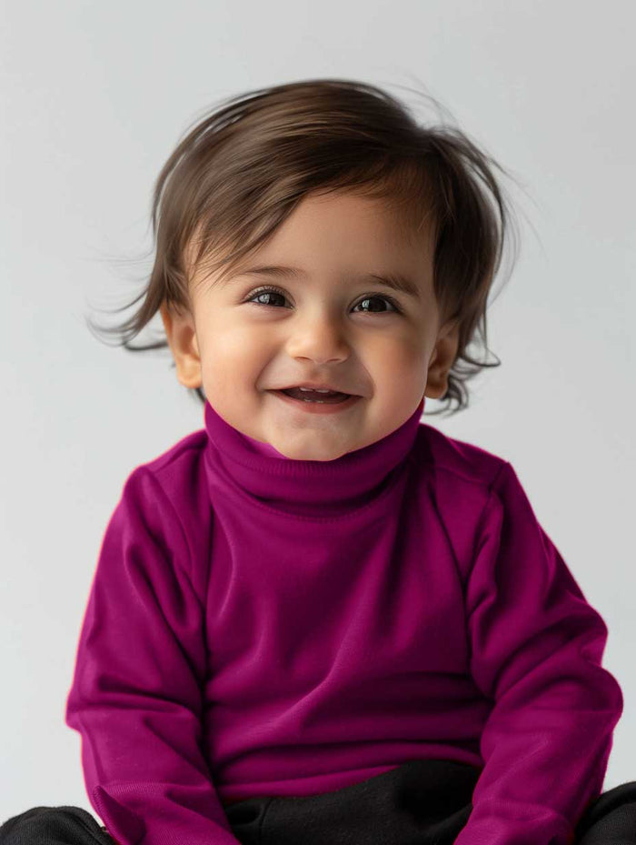 Baby Girls’ Elegant Plain Winter High Neck Fushia - Hinz Clothing