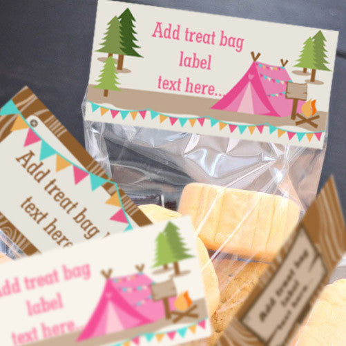 Backyard Camping Party Treat Bag Toppers