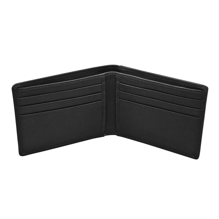 Black Leather Wallet with Back Slip Pockets