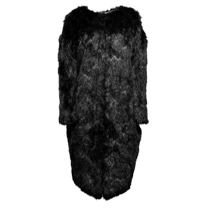 Tiger in the Rain Black Oversized Faux Fur Coat - Runway Catalog