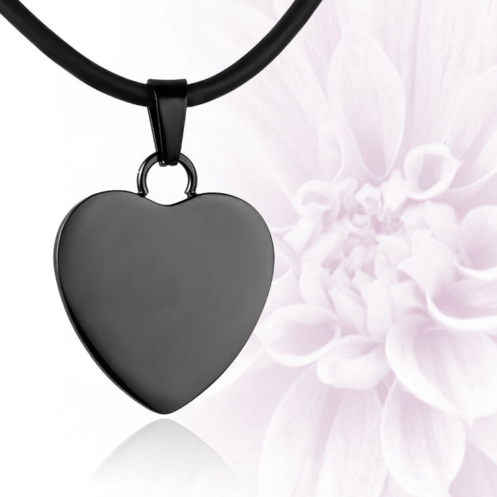 Black polished fingerprint pendant - Heart