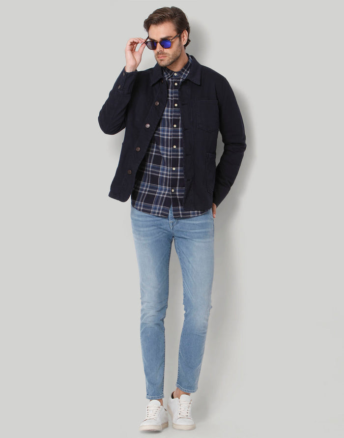 Blue Check Full Sleeves Shirt