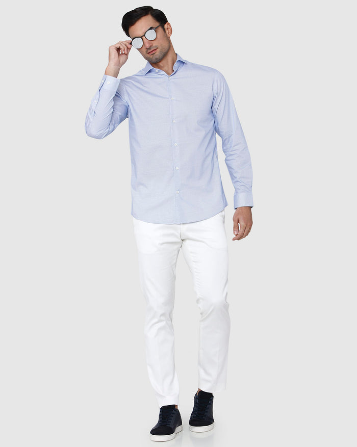 Blue Printed Full Sleeves Shirt