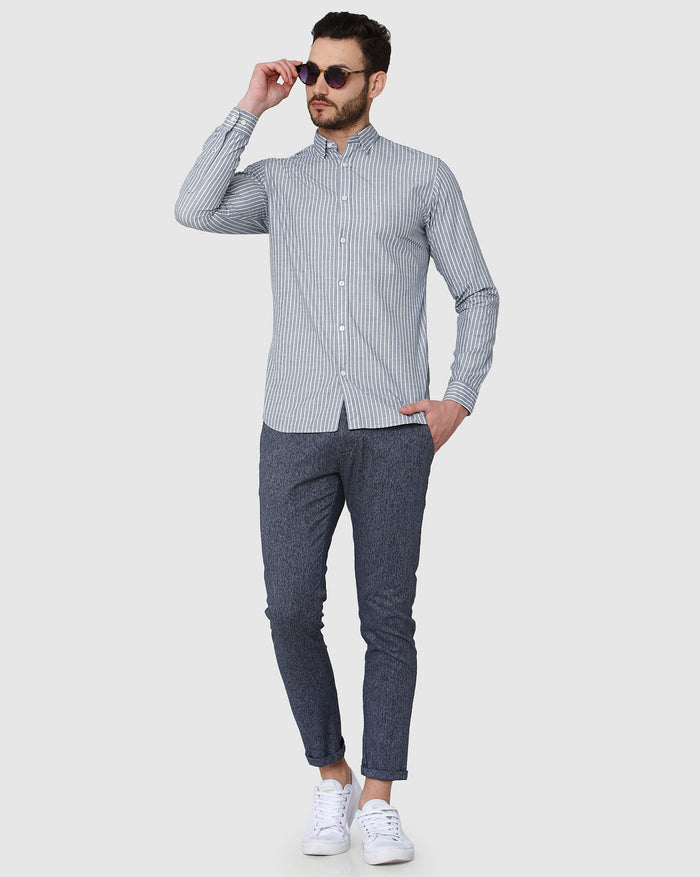 Blue Printed Full Sleeves Shirt