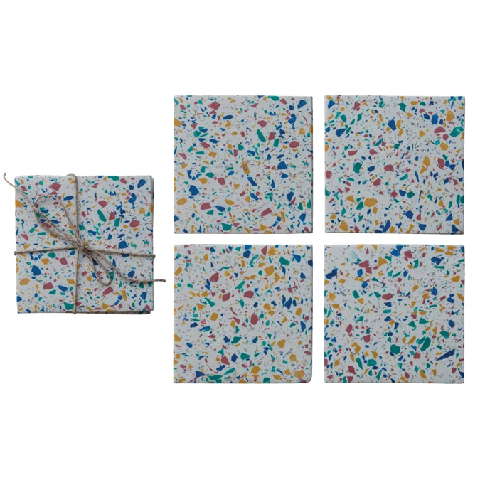 Blue Terrazzo Coasters Set 4