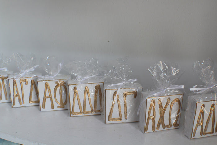 Chi Omega White and Gold Canvas