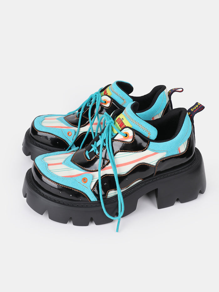 College-style Platform Flats with Round Toes