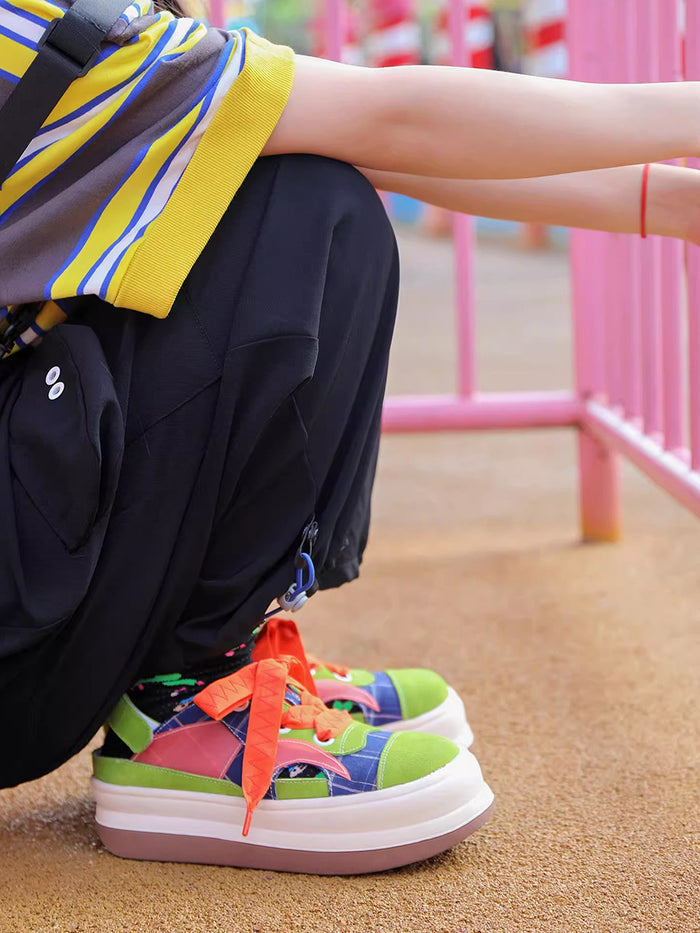 Color-Blocked Round-Toe Casual Shoes