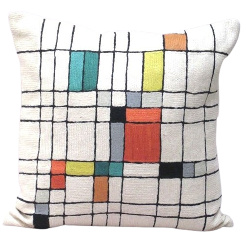 Delaunay Mod Blocks Chain Stitch Pillow