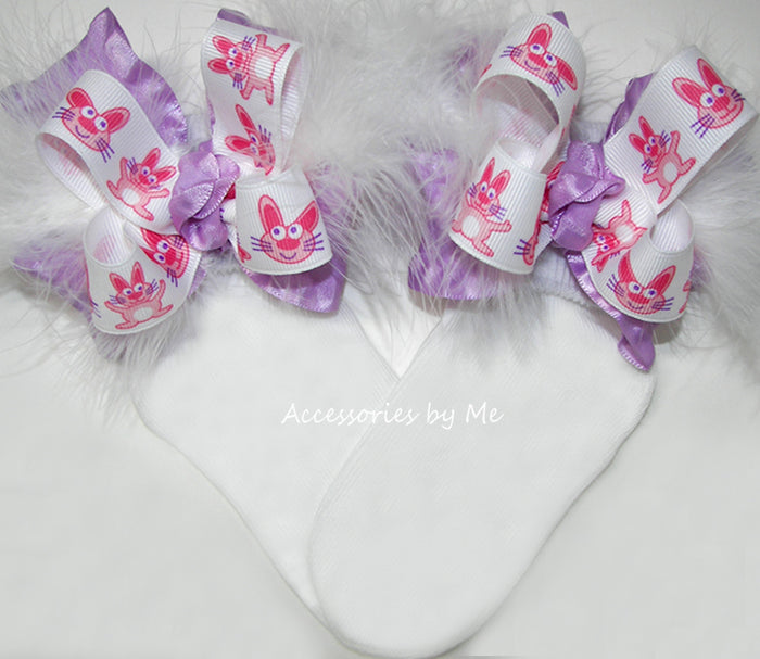 Easter Bunny Ruffle Bow Socks