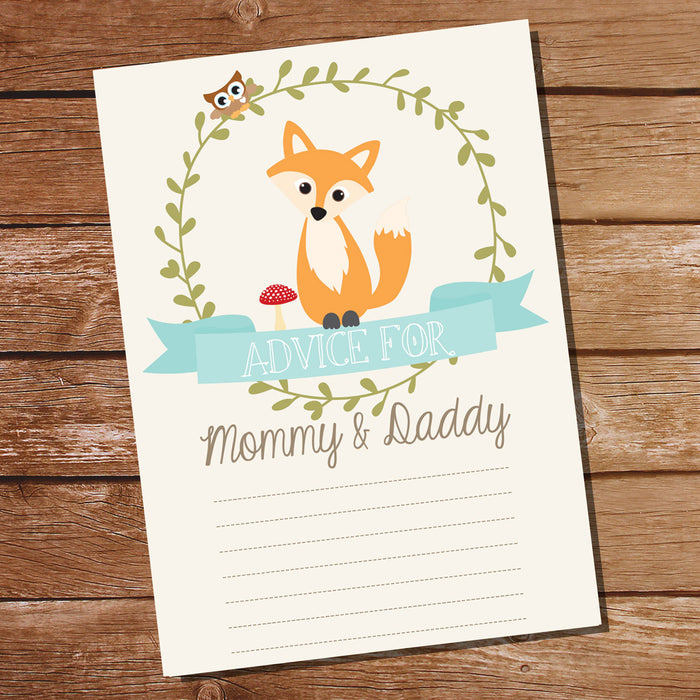 Fox Baby Shower Advice Card | Unisex Baby Shower