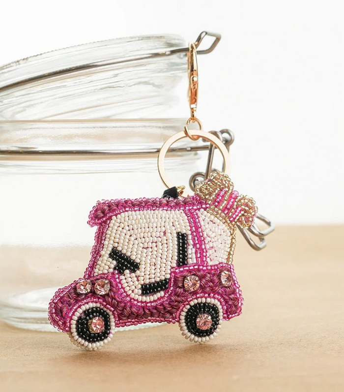 Golf Caddy Ride Hand-Beaded Boho Bag Charm
