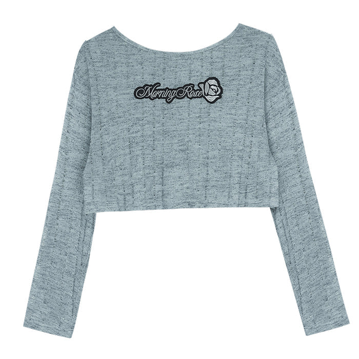 Gray-Blue Hollow-Out Knitted Cover-Up Summer Top