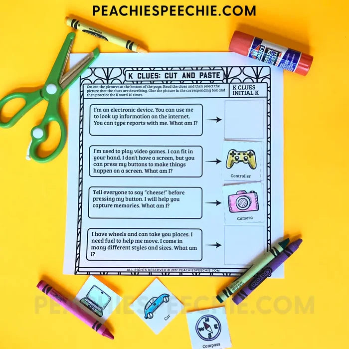 I Can Say the K and G Sounds: Articulation Workbook - Materials peachiespeechie.com