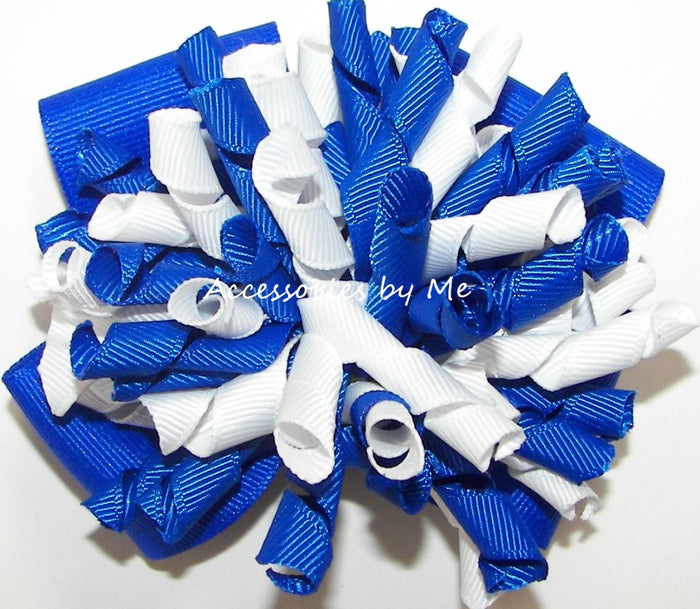 Korkers Electric Blue White Cheer Bow Socks