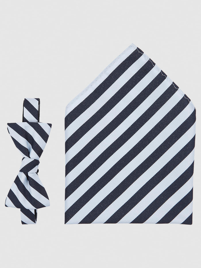 Light Blue Striped Bow Tie