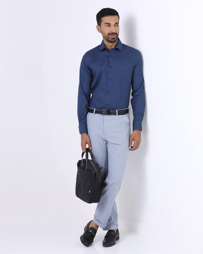 Light Blue Textured Trouser - Marta