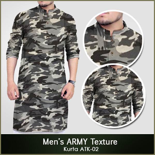 Men's Army Texture Plain kurta 3071 - Dubai Offers Today