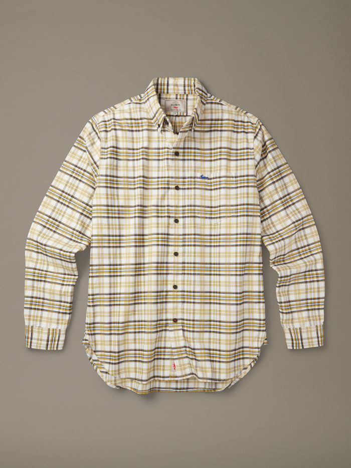 Aubin Turmeric Check Merton Brushed Oxford Button Down Shirt | Shirts