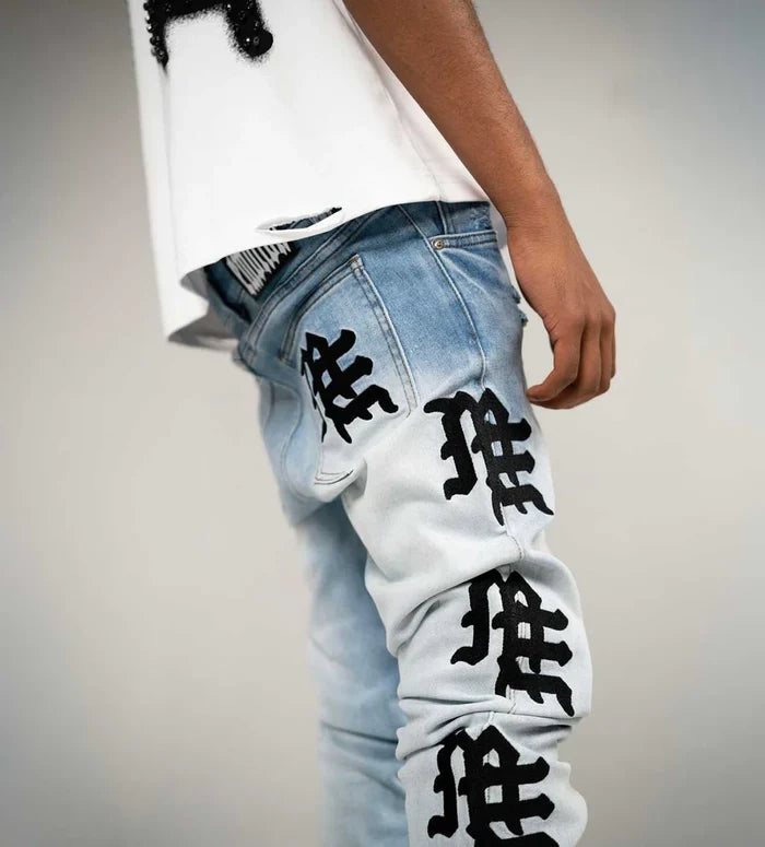 Mixed Emotion - monogram light blue washed blu/blk - Clique Apparel