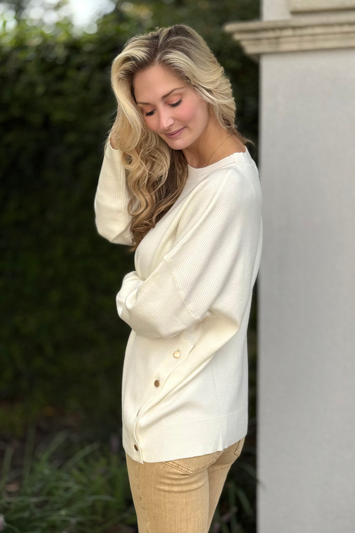 Mud Pie Noralee Button Sweater – Ivory