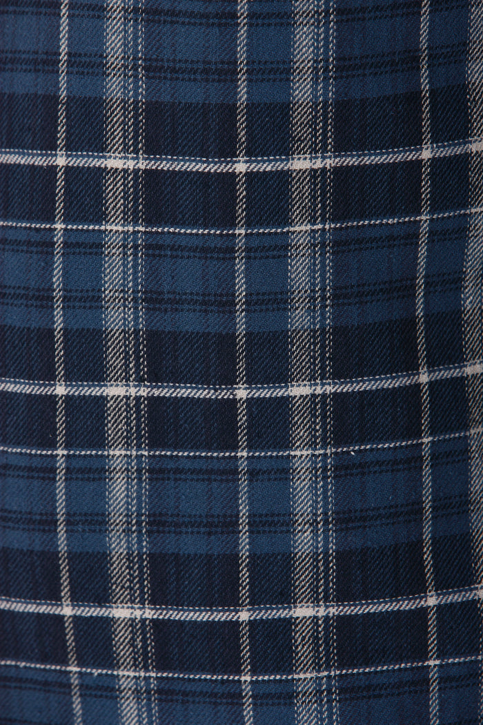 Navy Blue Check Full Sleeves Shirt