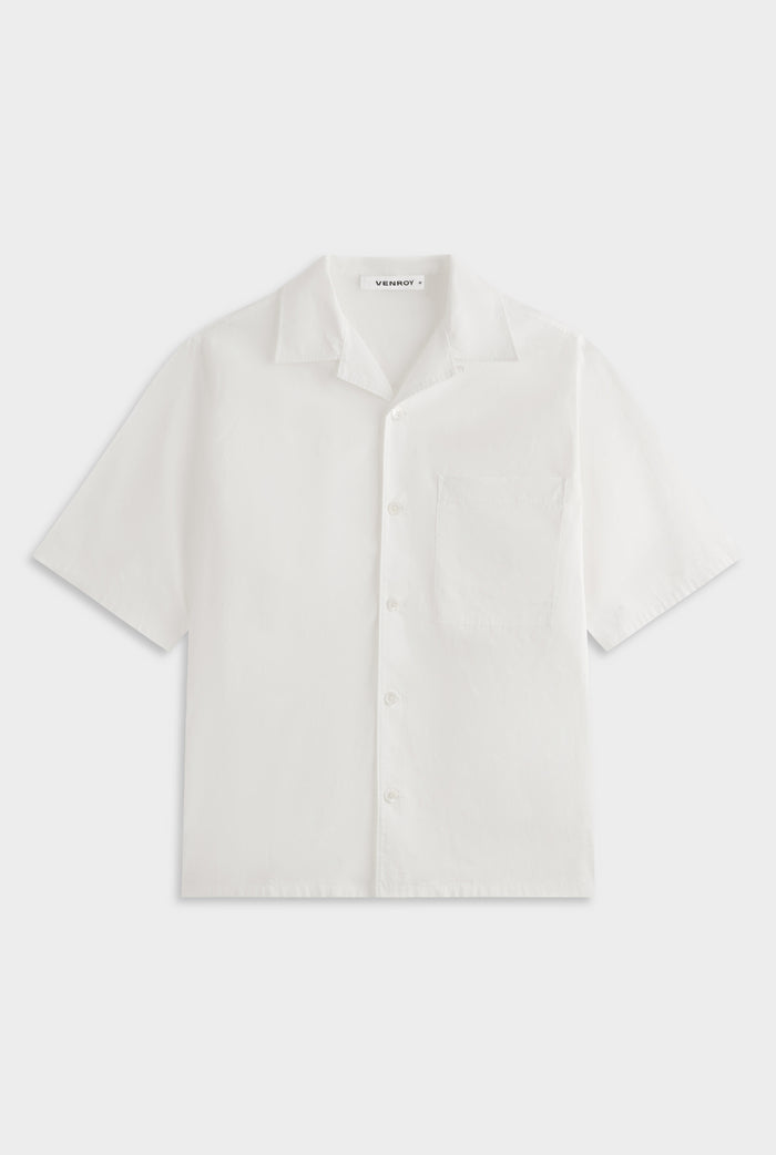Oversized Cotton Short Sleeve Shirt - White