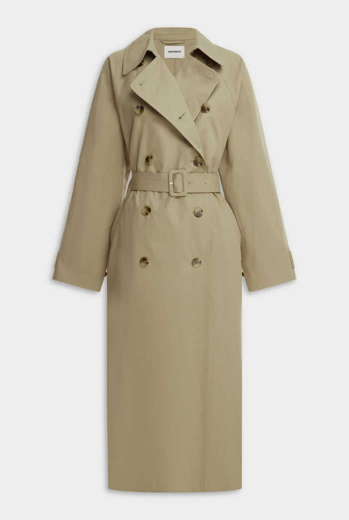 Oversized Cotton Trench Coat - Pale Khaki