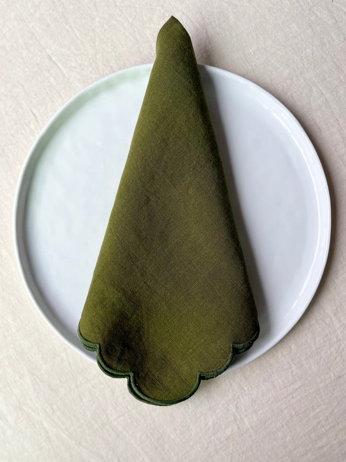 PRE-ORDER Scalloped Forest Napkins - S/4