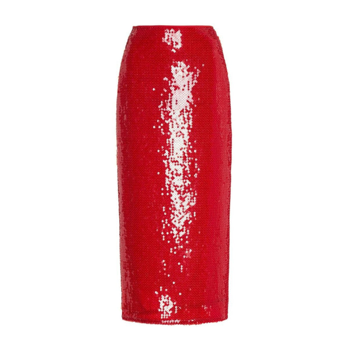 David Koma Sparkly Sequinned Red Midi Skirt - Runway Catalog