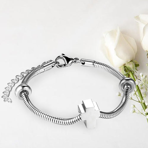 Stainless Steel Fingerprint Bracelets - Cross