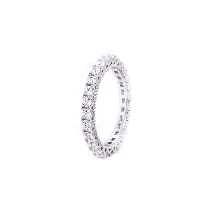 Sterling Silver CZ Milgrain Eternity Band