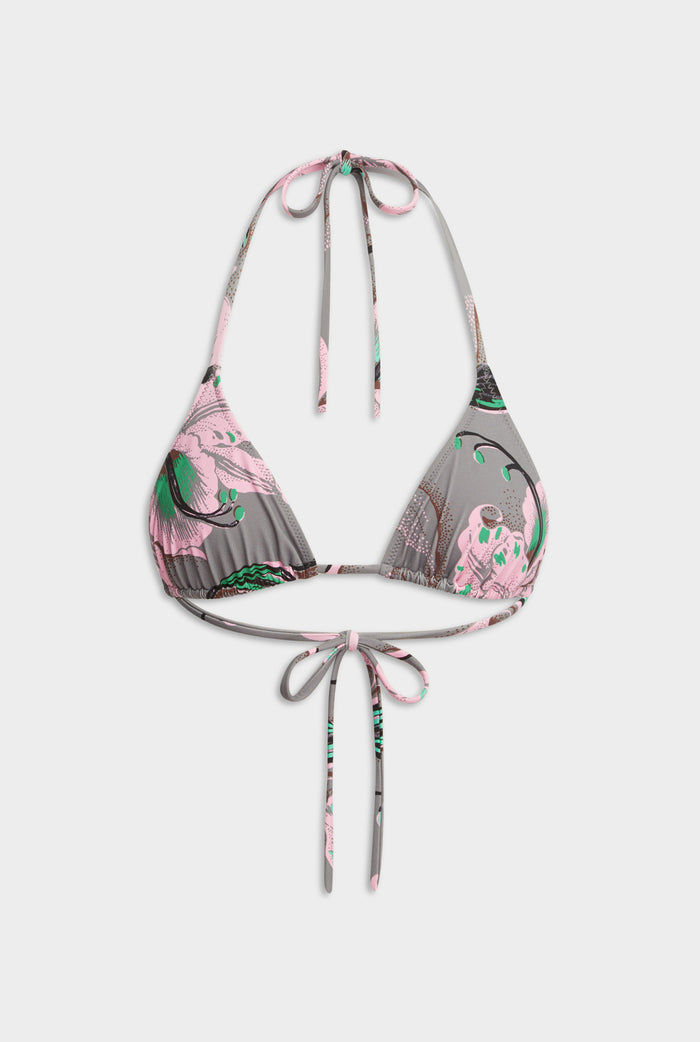 Triangle Bikini - Grey/Pink Lily