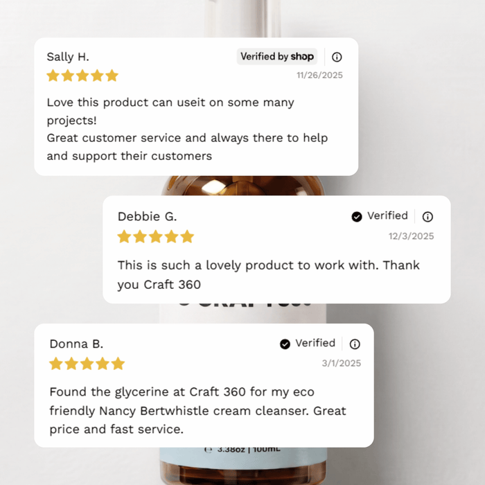 Customer reviews and testimonials for Palm Free Vegetable Glycerine from Craft 360