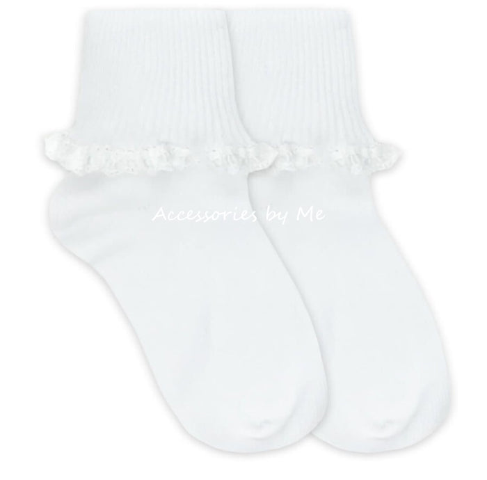 White Irish Cluny Lace Trim Socks