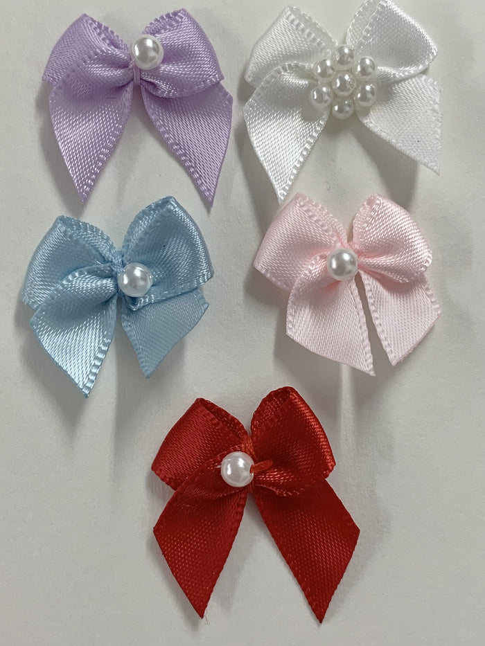 White Pearl Satin Trim Booties