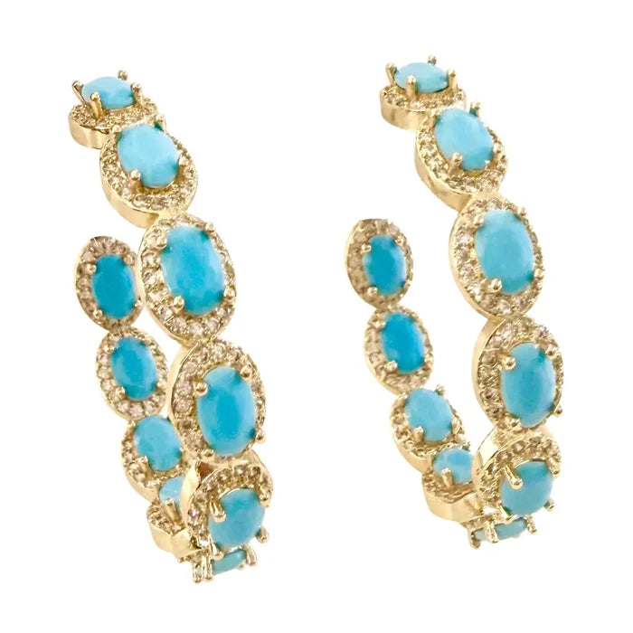 Yellowstone Turquoise Hoops - Gold