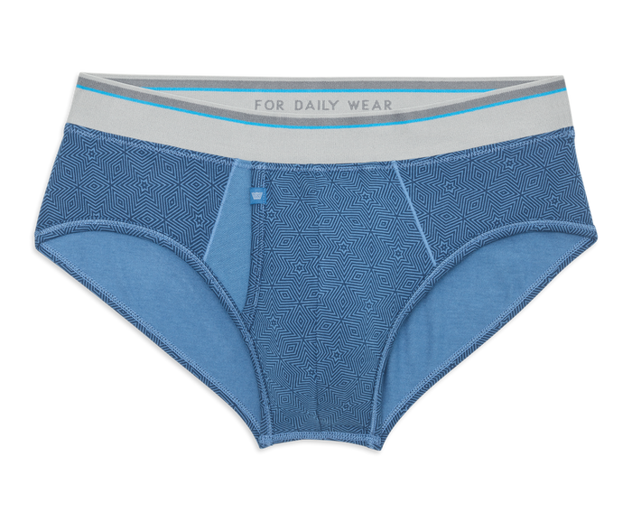 Comet Blue Hypnotic | Front view of 18-Hour Jersey Briefs in Comet Blue Hypnotic