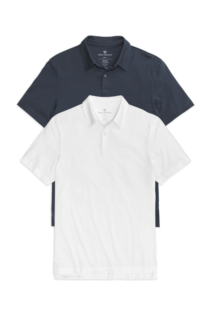 Front view of 2-Pack Pima T-Shirt Polo Total Eclipse Blue / Bright White