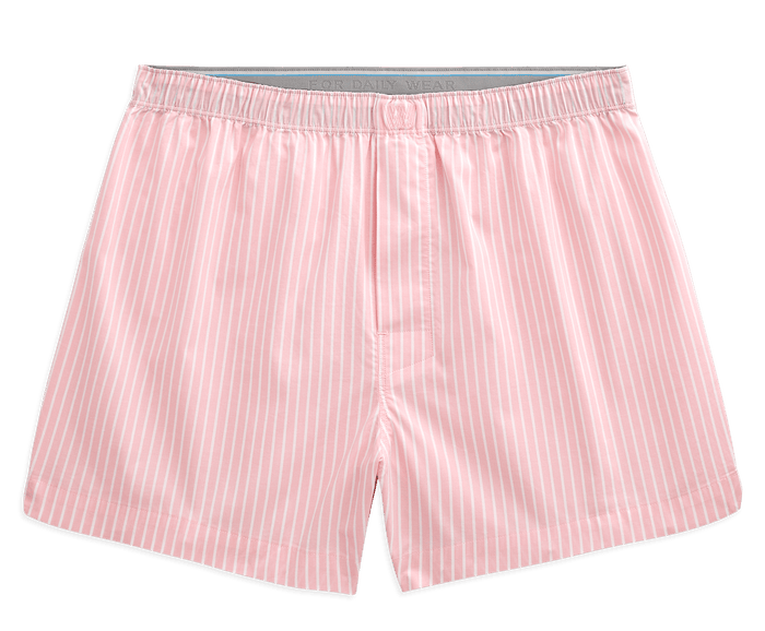 Front view of 24/7 Woven Boxer in Cava Broker Stripe