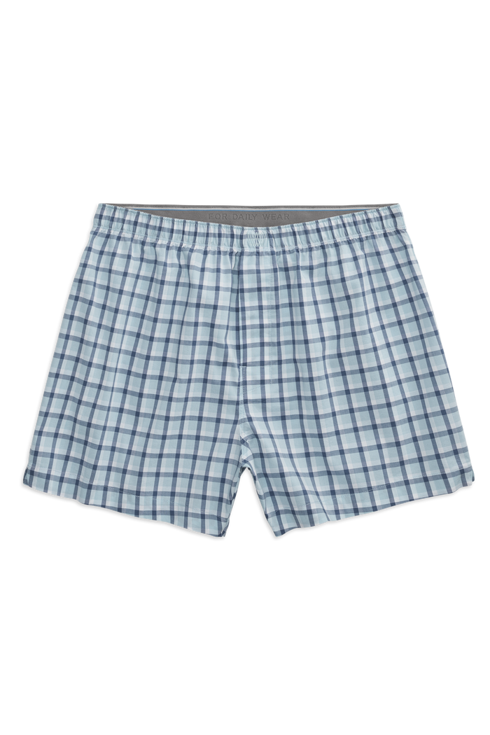 Front view of 24/7 Woven Boxer in Ice Rink Ginghemmed