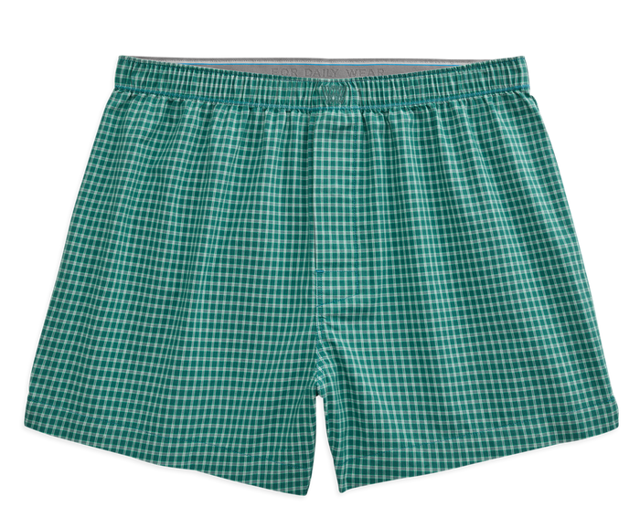 Front view of 24/7 Woven Boxer in Absinthe Highland Check