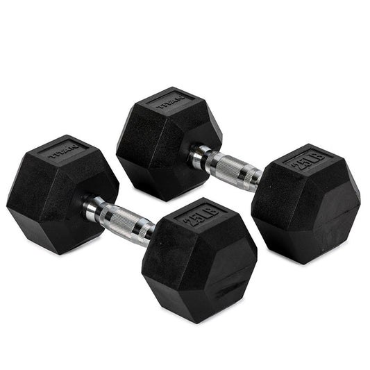 25 LB Rubber Hex Dumbbells