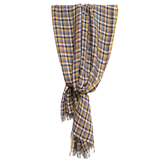 2643 Gingham Linen Scarf - Neutrals