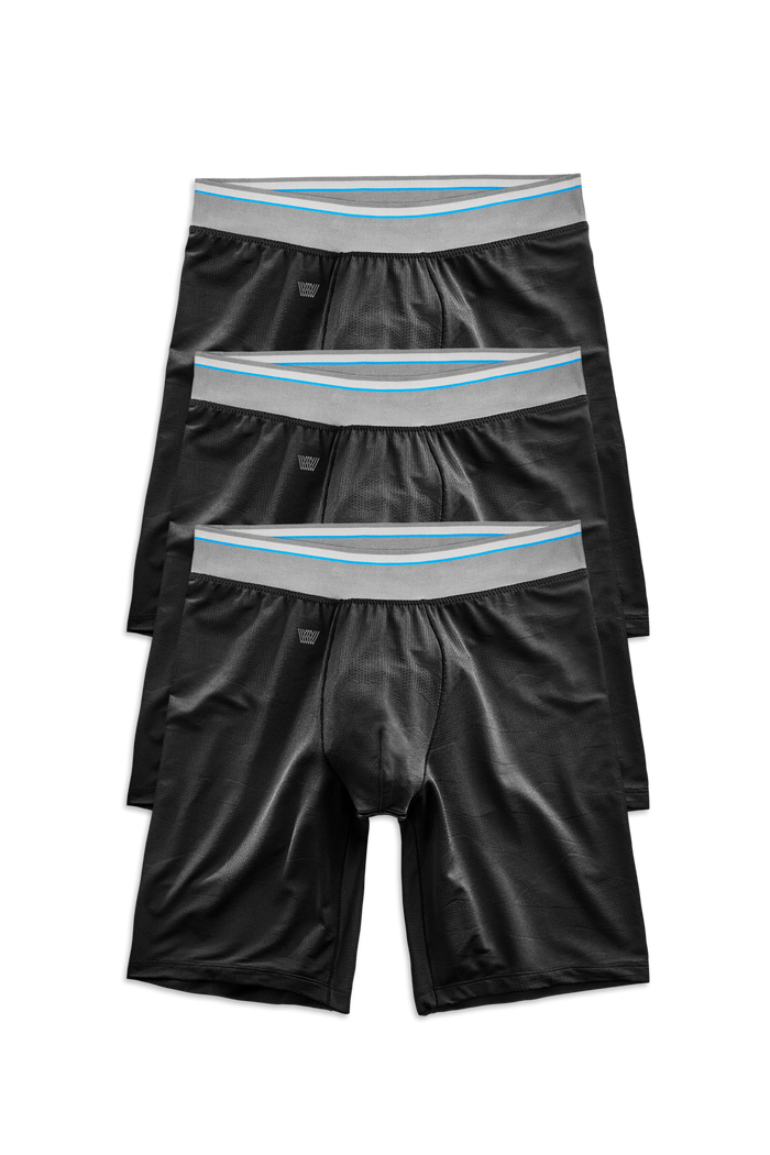 Front view of 3 Pack AIRKNITx 8in Boxer Brief in True Black