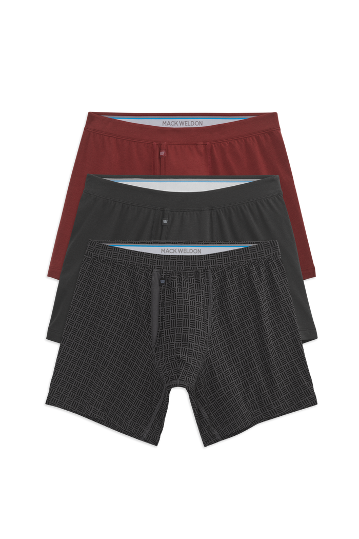 Front View of 3-Pack SILVER Boxer Briefs in The Night Before