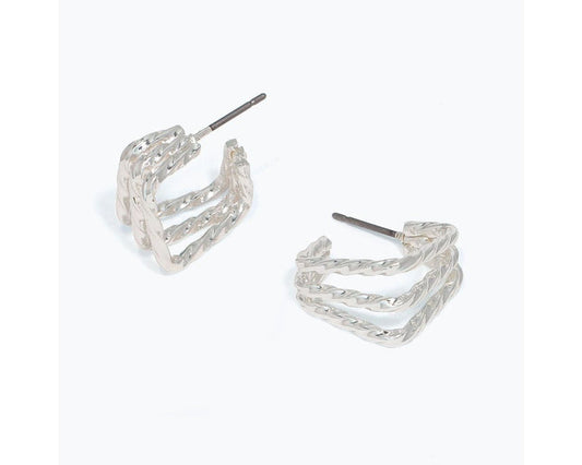 3 Strand Square Hoop Earrings
